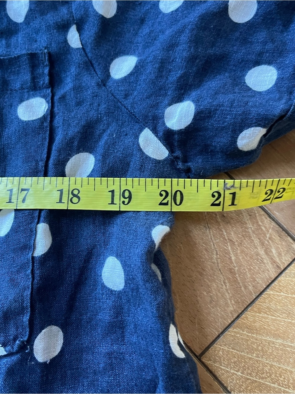 Maeve Anthropologie 100% Linen Navy White Polka Dot Button Front Shirt Large - Picture 6 of 9